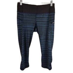 Lululemon Blue Black Athletic Hiking Yoga Stripped Women's Leggings 6